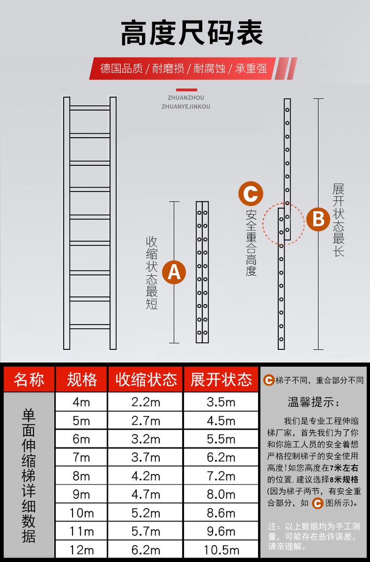 铝合金伸缩梯子价格图片大全，铝合金伸缩梯长度是如何规定的